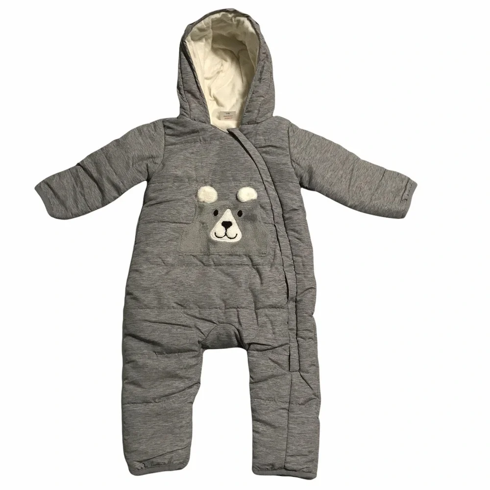 Wonder Nation Baby Boys Snowsuit 3-6M Gray Insulated Cover Cozy Winter Outfit